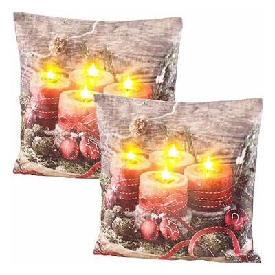 Non communiqué Infactory : 2 coussins décoratifs à 4 LED avec motifs de l'Avent - 45 x 45 cm - Publicité Non communiqué Infactory : 2 coussins décoratifs à 4 LED avec motifs de l'Avent - 45 x 45 cm - Publicité