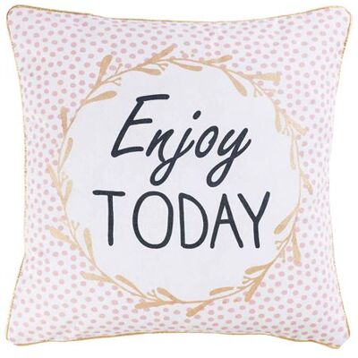 Douceur d'intérieur housse de coussin +encart 40 x 40 cm coton imp. metallise enjoy today des place - Publicité Douceur d'intérieur housse de coussin +encart 40 x 40 cm coton imp. metallise enjoy today des place - Publicité