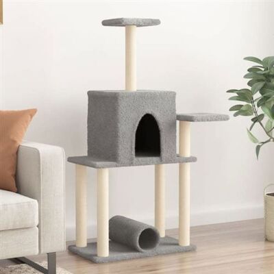 vidaXL Arbre à chat avec poteaux à gratter en sisal 122 cm - gris clair - Publicité vidaXL Arbre à chat avec poteaux à gratter en sisal 122 cm - gris clair - Publicité