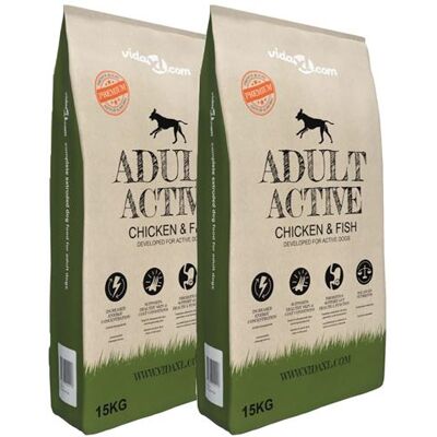 vidaXL Nourriture sèche premium pour chiens Adult Active Chicken & Fish 30kg - Publicité vidaXL Nourriture sèche premium pour chiens Adult Active Chicken & Fish 30kg - Publicité