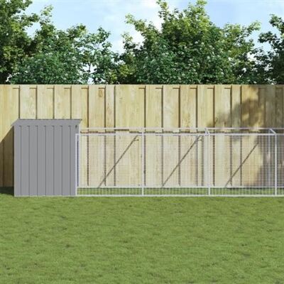 Maison pour chiens avec enclos vidaXL - Acier, Gris Clair, 110x1221x110 cm - Maison pour chiens - Publicité Maison pour chiens avec enclos vidaXL - Acier, Gris Clair, 110x1221x110 cm - Maison pour chiens - Publicité