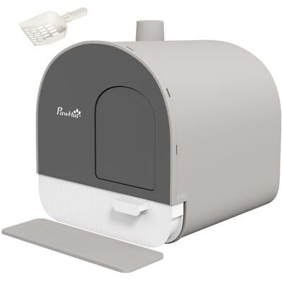 Non communiqué Maison de toilette bac à litière pour chat avec porte battante, pelle et filtre inclus dim. 43L x 44l x 47H cm PP gris Gris - Publicité Non communiqué Maison de toilette bac à litière pour chat avec porte battante, pelle et filtre inclus dim. 43L x 44l x 47H cm PP gris Gris - Publicité