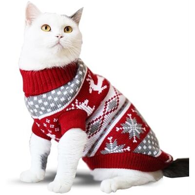 Pull de Noël pour Animaux - Rouge et Gris - Confort Hivernal - Publicité Pull de Noël pour Animaux - Rouge et Gris - Confort Hivernal - Publicité