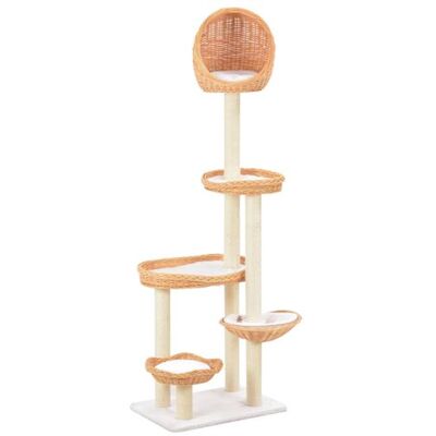 Arbre à chat avec poteau à griffer en sisal en bois de saule naturel - vidaXL - Publicité Arbre à chat avec poteau à griffer en sisal en bois de saule naturel - vidaXL - Publicité