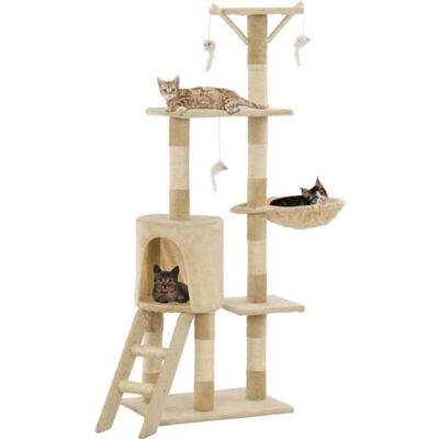 Arbre à chat avec sisal - 138cm Beige - Publicité Arbre à chat avec sisal - 138cm Beige - Publicité