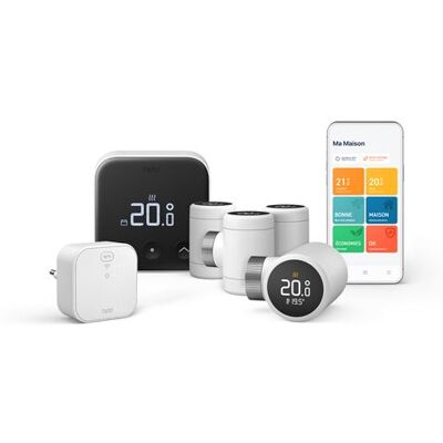 Kit de démarrage thermostat connecté filaire Tado X et 4 têtes thermostatiques Noir et Blanc Noir - Publicité Kit de démarrage thermostat connecté filaire Tado X et 4 têtes thermostatiques Noir et Blanc Noir - Publicité