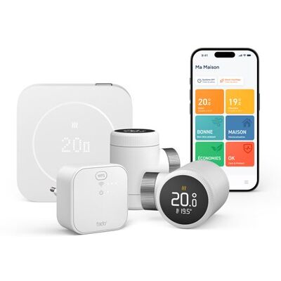 Kit de démarrage thermostat connecté filaire Tado et Intelligent 2e gén + 2 Têtes thermostatiques intelligentes X Blanc Blanc - Publicité Kit de démarrage thermostat connecté filaire Tado et Intelligent 2e gén + 2 Têtes thermostatiques intelligentes X Blanc Blanc - Publicité
