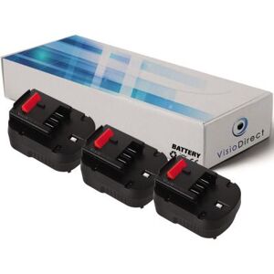 Lot de 3 batteries type A12 pour Black et Decker 3000mAh 12V - Visiodirect - - Publicité Lot de 3 batteries type A12 pour Black et Decker 3000mAh 12V - Visiodirect - - Publicité