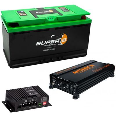 Non communiqué Pack SUPER B Batterie Lithium Epsilon 150Ah 12V + Convertisseur Pur Sinus 2000W + Régulateur de Charge Solaire MPPT 160W 10A - Publicité Non communiqué Pack SUPER B Batterie Lithium Epsilon 150Ah 12V + Convertisseur Pur Sinus 2000W + Régulateur de Charge Solaire MPPT 160W 10A - Publicité