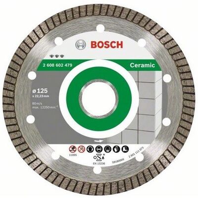 Disque à tronçonner diamanté BOSCH D Turbo Spécial Céramique et Pierre 125X22.23 MM - 2608602479 Or - Publicité Disque à tronçonner diamanté BOSCH D Turbo Spécial Céramique et Pierre 125X22.23 MM - 2608602479 Or - Publicité