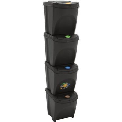 vidaXL Contenants empilables - 4 pcs, 100 L, Gris - Publicité vidaXL Contenants empilables - 4 pcs, 100 L, Gris - Publicité