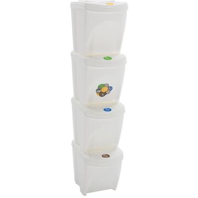vidaXL Poubelles empilables blanches - Maison & Bureau - Publicité vidaXL Poubelles empilables blanches - Maison & Bureau - Publicité
