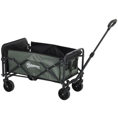 Non communiqué Chariot de transport jardin pliable - poignée télescopique, ouverture arrière, pochettes - acier noir tissu kaki Noir - Publicité Non communiqué Chariot de transport jardin pliable - poignée télescopique, ouverture arrière, pochettes - acier noir tissu kaki Noir - Publicité
