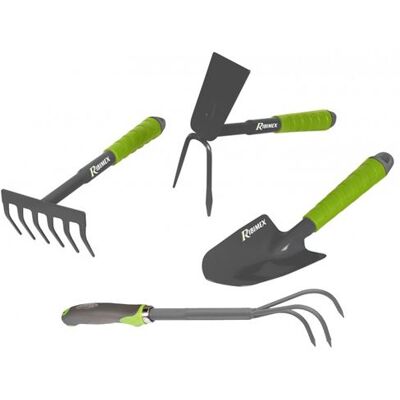 Non communiqué Lot 4 outils de jardinage, Griffe 3 dents, serfouette, rateau, transplantoir pour fleurs - Publicité Non communiqué Lot 4 outils de jardinage, Griffe 3 dents, serfouette, rateau, transplantoir pour fleurs - Publicité