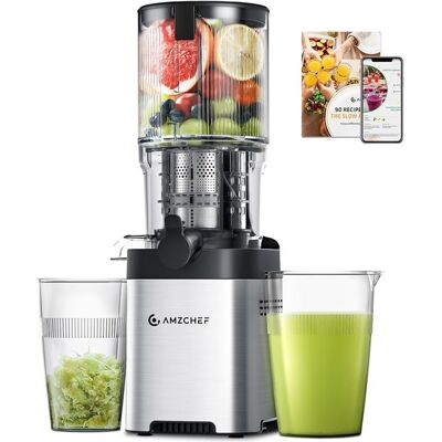 Non communiqué Extracteur de Jus de Fruits et Légumes AMZCHEF Grande Goulotte 126mm Sans Préparation Rendement en jus de 96 % Argent - Publicité Non communiqué Extracteur de Jus de Fruits et Légumes AMZCHEF Grande Goulotte 126mm Sans Préparation Rendement en jus de 96 % Argent - Publicité