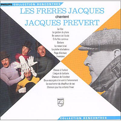 Barclay Les Frères Jacques chantent Jacques Prévert - Publicité Barclay Les Frères Jacques chantent Jacques Prévert - Publicité
