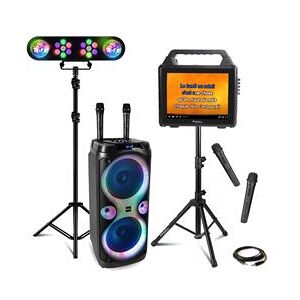 Non communiqué Pack Karaoké Ibiza Enceinte Ecran Bluetooth KARAVISION sur Pied - Enceinte 1000W COLUMBA-KARAOKE - 4 Micros VHF - Portique Lumière Noir - Publicité Non communiqué Pack Karaoké Ibiza Enceinte Ecran Bluetooth KARAVISION sur Pied - Enceinte 1000W COLUMBA-KARAOKE - 4 Micros VHF - Portique Lumière Noir - Publicité