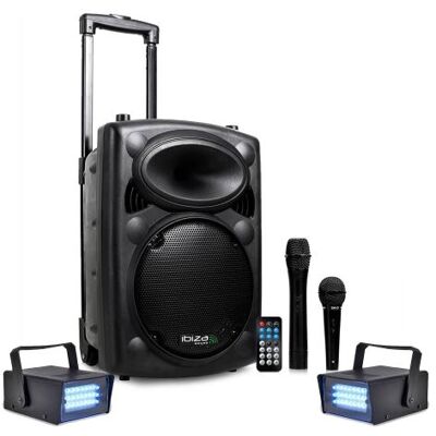 Ibiza Sound pack led ibiza port10vhf-bt karaoké mobile 500w usb/mp3 + 2 mini strobes lytor - Publicité Ibiza Sound pack led ibiza port10vhf-bt karaoké mobile 500w usb/mp3 + 2 mini strobes lytor - Publicité
