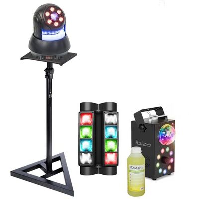 Non communiqué Pack Jeu Lumière Ibiza Spider DMX QUAD8-FX 8x10W - Pied Support Lyre STAR-WASH 30W - Machine à fumée 3en1 400W - Soirée Fête Dj Noir - Publicité Non communiqué Pack Jeu Lumière Ibiza Spider DMX QUAD8-FX 8x10W - Pied Support Lyre STAR-WASH 30W - Machine à fumée 3en1 400W - Soirée Fête Dj Noir - Publicité