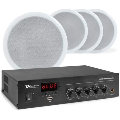 Non communiqué Power Dynamics Système Audio 100V avec 4 Haut-Parleurs de Plafond CSPB5 et Amplificateur PDM25 Bluetooth Blanc - Publicité Non communiqué Power Dynamics Système Audio 100V avec 4 Haut-Parleurs de Plafond CSPB5 et Amplificateur PDM25 Bluetooth Blanc - Publicité