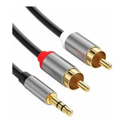 Non communiqué Câble Audio Jack 3,5mm vers 2 RCA Double Blindage 1,5m Avizar Noir Noir - Publicité Non communiqué Câble Audio Jack 3,5mm vers 2 RCA Double Blindage 1,5m Avizar Noir Noir - Publicité