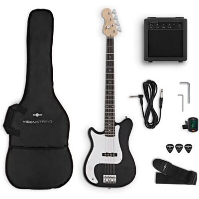 Non communiqué VISIONSTRING Kit Guitare Basse Electrique 3/4 pour Gaucher avec Ampli 10W et Accessoires - Pack Complet Noir Noir - Publicité Non communiqué VISIONSTRING Kit Guitare Basse Electrique 3/4 pour Gaucher avec Ampli 10W et Accessoires - Pack Complet Noir Noir - Publicité