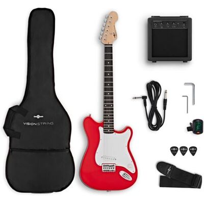 Non communiqué VISIONSTRING Kit Guitare Electrique Adulte et Débutants avec Ampli 10W et Accessoires - Pack Complet Rouge Rouge - Publicité Non communiqué VISIONSTRING Kit Guitare Electrique Adulte et Débutants avec Ampli 10W et Accessoires - Pack Complet Rouge Rouge - Publicité