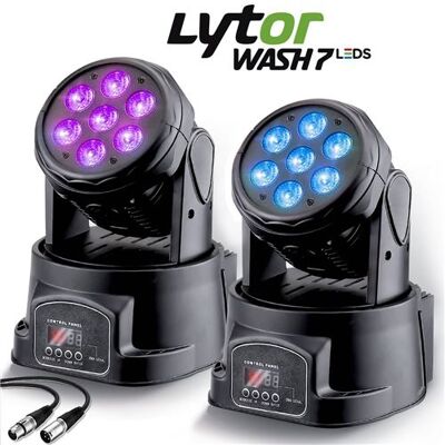 Lyres LytOr Pack WASH7 LEDS PRO DMX RVB 4W + BLANC Pack de 2 - En DMX-512 (7 ou 12 canaux) + Câble XLR mâle/femelle 1,5M Blanc - Publicité Lyres LytOr Pack WASH7 LEDS PRO DMX RVB 4W + BLANC Pack de 2 - En DMX-512 (7 ou 12 canaux) + Câble XLR mâle/femelle 1,5M Blanc - Publicité