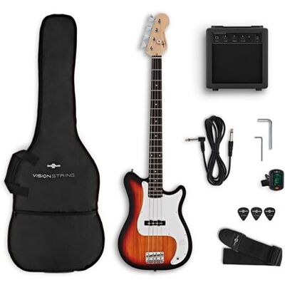 Non communiqué VISIONSTRING Kit Guitare Basse 4 Cordes - Pack Basse Electrique Complet avec Ampli 10W et Accessoires pour Débutants - Sunburst Sunburst - Publicité Non communiqué VISIONSTRING Kit Guitare Basse 4 Cordes - Pack Basse Electrique Complet avec Ampli 10W et Accessoires pour Débutants - Sunburst Sunburst - Publicité