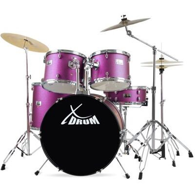 XDrum Semi 22 Standard batterie Satin Purple Sparkle (violet) avec pied perche cymbale + cymbale cr - Publicité XDrum Semi 22 Standard batterie Satin Purple Sparkle (violet) avec pied perche cymbale + cymbale cr - Publicité