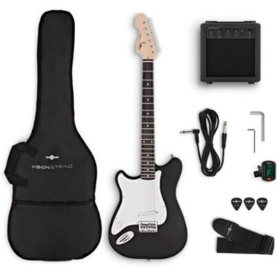 Non communiqué VISIONSTRING Kit Guitare Electrique 3/4 pour Gaucher avec Ampli 10W et Accessoires - Pack Complet Noir Noir - Publicité Non communiqué VISIONSTRING Kit Guitare Electrique 3/4 pour Gaucher avec Ampli 10W et Accessoires - Pack Complet Noir Noir - Publicité