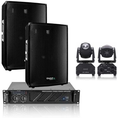 Non communiqué Pack Sono 2360W Ibiza Sound Ampli 2x480W - 2 Enceintes 700W - 1 Lyre Beam Ibiza Light LMH250 DMX RVBB - Câbles - Soirée - Fête Noir - Publicité Non communiqué Pack Sono 2360W Ibiza Sound Ampli 2x480W - 2 Enceintes 700W - 1 Lyre Beam Ibiza Light LMH250 DMX RVBB - Câbles - Soirée - Fête Noir - Publicité