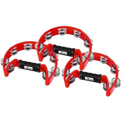 XDrum TM-1 BK Tambourin à Main, rouge Lot de 3 - Publicité XDrum TM-1 BK Tambourin à Main, rouge Lot de 3 - Publicité