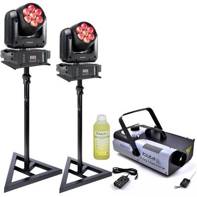 Non communiqué Pack de 2 Lyres DMX LED RGB Ibiza Light E-WASH100 100W - 2 pieds Supports SST02 - Machine à Fumée 1200W - Anniversaire Fête Dj Noir - Publicité Non communiqué Pack de 2 Lyres DMX LED RGB Ibiza Light E-WASH100 100W - 2 pieds Supports SST02 - Machine à Fumée 1200W - Anniversaire Fête Dj Noir - Publicité