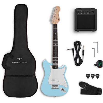 Non communiqué VISIONSTRING Kit Guitare Electrique 3/4 pour Enfants avec Ampli 10W et Accessoires - Pack Complet Bleu Bleu - Publicité Non communiqué VISIONSTRING Kit Guitare Electrique 3/4 pour Enfants avec Ampli 10W et Accessoires - Pack Complet Bleu Bleu - Publicité