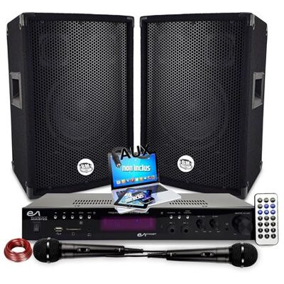 Non communiqué PACK SONO DJ 600W + AMPLI Evidence Acoustics Hifi Stéréo avec Bluetooth USB Carte SD, Radio FM, 2 microphones Karaoké - Publicité Non communiqué PACK SONO DJ 600W + AMPLI Evidence Acoustics Hifi Stéréo avec Bluetooth USB Carte SD, Radio FM, 2 microphones Karaoké - Publicité
