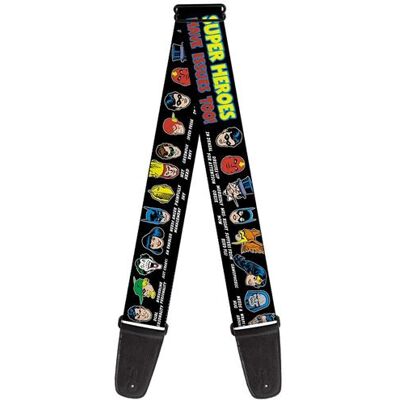 Buckle Down Buckle-down Sangle de guitare – DC Originals Super Héros ont les problèmes trop. les problèmes de visages/noir – 5,1 cm de large – 29–137,2 cm de long - Publicité Buckle Down Buckle-down Sangle de guitare – DC Originals Super Héros ont les problèmes trop. les problèmes de visages/noir – 5,1 cm de large – 29–137,2 cm de long - Publicité