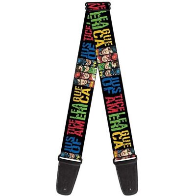 Buckle Down Buckle-down Sangle de guitare 2.0" Wide JUSTICE LEAGUE OF AMERICA w/Superhero Blocks Black/Multi Color - Publicité Buckle Down Buckle-down Sangle de guitare 2.0" Wide JUSTICE LEAGUE OF AMERICA w/Superhero Blocks Black/Multi Color - Publicité