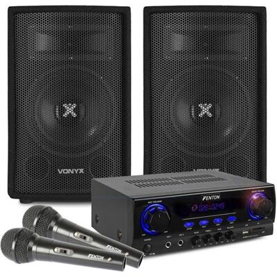Vonyx Kit Complet Enceintes Avec 2 Microphones Et Câbles - Publicité Vonyx Kit Complet Enceintes Avec 2 Microphones Et Câbles - Publicité