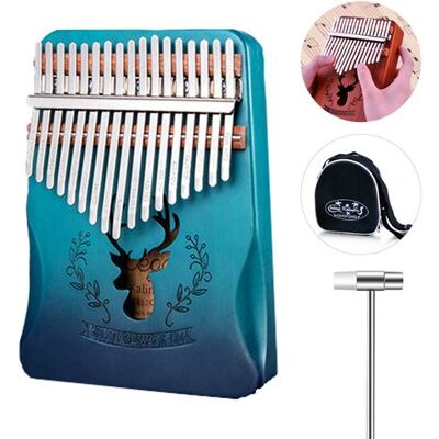 Générique Kalimba Pouce Piano 17 Touches Avec Acajou En Bois Avec Sac, Marteau Et Livre De Musique, Parfait Pour Debutants, Enfants Bleu - Publicité Générique Kalimba Pouce Piano 17 Touches Avec Acajou En Bois Avec Sac, Marteau Et Livre De Musique, Parfait Pour Debutants, Enfants Bleu - Publicité