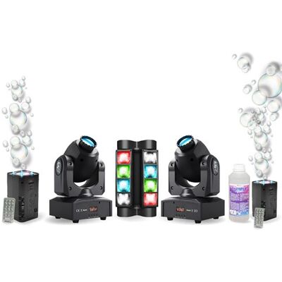 Non communiqué Pack Lumière 2 Lyres LED PARTY-SPOT7 10W DMX - Jeu Lumière Ibiza Mini-Spider LED8-MINI - 2 Machines à Bulles LED BUBBLE-DREAM - DJ Noir - Publicité Non communiqué Pack Lumière 2 Lyres LED PARTY-SPOT7 10W DMX - Jeu Lumière Ibiza Mini-Spider LED8-MINI - 2 Machines à Bulles LED BUBBLE-DREAM - DJ Noir - Publicité