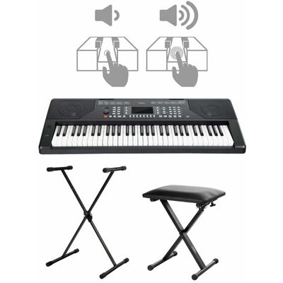 Non communiqué FunKey 61 Edition Touch noir set comprenant support + banquette Noir - Publicité Non communiqué FunKey 61 Edition Touch noir set comprenant support + banquette Noir - Publicité