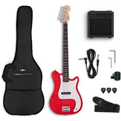 Non communiqué VISIONSTRING Kit Guitare Basse 4 Cordes - Pack Basse Electrique Complet avec Ampli 10W et Accessoires pour Débutants - Rouge Rouge - Publicité Non communiqué VISIONSTRING Kit Guitare Basse 4 Cordes - Pack Basse Electrique Complet avec Ampli 10W et Accessoires pour Débutants - Rouge Rouge - Publicité