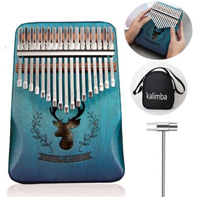 Générique Kalimba Pouce Piano 17 Touches en acajou avec sac marteau et livret de musique pour debutants enfants-bleu - Publicité Générique Kalimba Pouce Piano 17 Touches en acajou avec sac marteau et livret de musique pour debutants enfants-bleu - Publicité