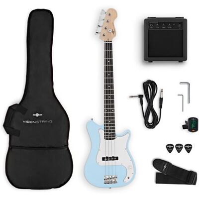 Non communiqué VISIONSTRING Kit Guitare Basse Electrique 3/4 pour Enfants avec Ampli 10W et Accessoires - Pack Complet Bleu Bleu - Publicité Non communiqué VISIONSTRING Kit Guitare Basse Electrique 3/4 pour Enfants avec Ampli 10W et Accessoires - Pack Complet Bleu Bleu - Publicité