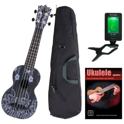 Classic Cantabile BeachBuddy Black Beauty ukulele SET y compris l'accordeur - Publicité Classic Cantabile BeachBuddy Black Beauty ukulele SET y compris l'accordeur - Publicité