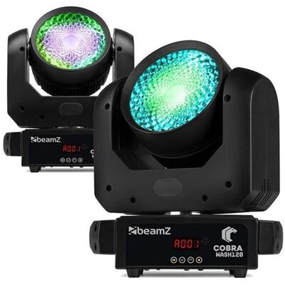 Non communiqué BeamZ Cobra Wash120 - Pack De 2 Lyres Wash LED 120W Avec Anneau LED RGBW, DMX Wash Scène Professionnel DJ, Clubs et Événementiel - Publicité Non communiqué BeamZ Cobra Wash120 - Pack De 2 Lyres Wash LED 120W Avec Anneau LED RGBW, DMX Wash Scène Professionnel DJ, Clubs et Événementiel - Publicité