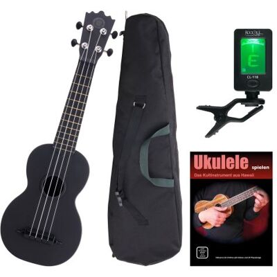 Classic Cantabile BeachBuddy Blackbird ukulele SET y compris l'accordeur - Publicité Classic Cantabile BeachBuddy Blackbird ukulele SET y compris l'accordeur - Publicité