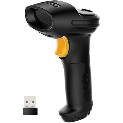 Scanner de code-barres laser sans fil 2. 4ghz, rayon de 35m, scan automatique et précis, autonomie d''environ 15 jours - Publicité Scanner de code-barres laser sans fil 2. 4ghz, rayon de 35m, scan automatique et précis, autonomie d''environ 15 jours - Publicité