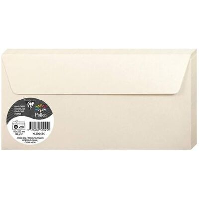 Pollen Enveloppes - Format DL - 110x220mm - Ivoire irisé - 20 unités - Clairefontaine - Publicité Pollen Enveloppes - Format DL - 110x220mm - Ivoire irisé - 20 unités - Clairefontaine - Publicité